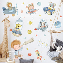 Load image into Gallery viewer, Cartoon Space Rocket Height Measure Up Ruler Wall Sticker for Kids Rooms Growth Chart Nursery Room Decor Wall Art