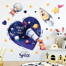 Load image into Gallery viewer, Cartoon Space Rocket Height Measure Up Ruler Wall Sticker for Kids Rooms Growth Chart Nursery Room Decor Wall Art