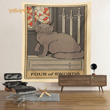 Load image into Gallery viewer, Cat Tarot Card Tapestry Wall Hanging Boho Hippie Sun Moon Star Cloth Fabric Large Tapestry Aesthetic Interior Dorm Bedroom Decor
