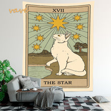 Load image into Gallery viewer, Cat Tarot Card Tapestry Wall Hanging Boho Hippie Sun Moon Star Cloth Fabric Large Tapestry Aesthetic Interior Dorm Bedroom Decor