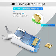 Load image into Gallery viewer, Cat7 RJ45 Connector 8P8C Modular Ethernet Cable Head Plug Gold-plated Cat 7 Crimp Network RJ 45 Cat7 Colorful Crimper Connector