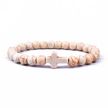 Load image into Gallery viewer, Charm Natural Stone Bracelet Cross Black Lava Matte Beaded Bracelets Handmade Men Women Prayer Fitness Chain Couple Jewelry Gift
