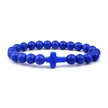 Load image into Gallery viewer, Charm Natural Stone Bracelet Cross Black Lava Matte Beaded Bracelets Handmade Men Women Prayer Fitness Chain Couple Jewelry Gift