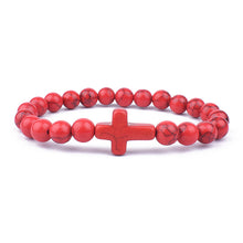 Load image into Gallery viewer, Charm Natural Stone Bracelet Cross Black Lava Matte Beaded Bracelets Handmade Men Women Prayer Fitness Chain Couple Jewelry Gift
