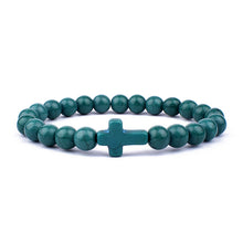 Load image into Gallery viewer, Charm Natural Stone Bracelet Cross Black Lava Matte Beaded Bracelets Handmade Men Women Prayer Fitness Chain Couple Jewelry Gift