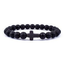 Load image into Gallery viewer, Charm Natural Stone Bracelet Cross Black Lava Matte Beaded Bracelets Handmade Men Women Prayer Fitness Chain Couple Jewelry Gift