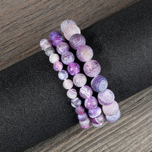 Load image into Gallery viewer, Charm Purple Agates Natural Weathered Gem Stone Bead Strand Women Stretch Bracelet Reiki Yoga Jewelry Best Friend Gift Pulseras