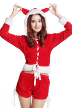 Load image into Gallery viewer, Christmas Costume Sexy Women Split Cosplay White Velvet Fleece Shawls Deep Shiny Leotard Snow Maiden Outfit Year's Dress