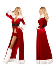 Load image into Gallery viewer, Christmas Costume Sexy Women Split Cosplay White Velvet Fleece Shawls Deep Shiny Leotard Snow Maiden Outfit Year's Dress