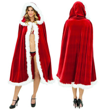 Load image into Gallery viewer, Christmas Santa Cape Women Hooded Cloak Large Red Gold Velvet Cosplay Adult Kids girl Shawl Windbreaker Christmas Cloak Costumes