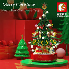 Load image into Gallery viewer, City Christmas Tree Rotating Music Box Building Blocks Friends Santa Claus LED Light Shining Xmas Bricks Toys For Children Girls