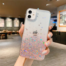 Load image into Gallery viewer, Clear Glitter Phone Case For iPhone 12 Pro 11 Pro Max XS Max XR X 7 8 Plus 12 Mini SE 2020 Cute Gradient Rainbow Sequins Coque