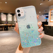 Load image into Gallery viewer, Clear Glitter Phone Case For iPhone 12 Pro 11 Pro Max XS Max XR X 7 8 Plus 12 Mini SE 2020 Cute Gradient Rainbow Sequins Coque
