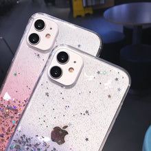 Load image into Gallery viewer, Clear Glitter Phone Case For iPhone 12 Pro 11 Pro Max XS Max XR X 7 8 Plus 12 Mini SE 2020 Cute Gradient Rainbow Sequins Coque