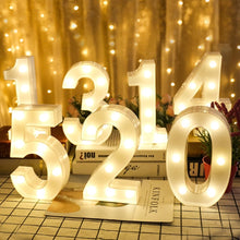 Load image into Gallery viewer, 1pcs Creative Luminous Number Letter Light AA Battery Powered Night Light for Christmas Wedding Birthday Party Decor