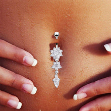 Load image into Gallery viewer, Crystal Belly Button Rings Navel Ring Zircon Drop Dangle Body Belly Piercing Jewelry for Women Beach Belly Navel Rings