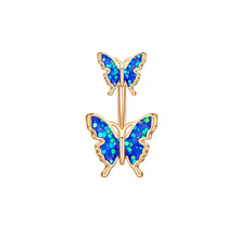Load image into Gallery viewer, Cute Butterfly Flower Steel Navel Piercing Shinny Dance Belly Rings Body Piercing Jewelry 14G Belly Button Ring for Women Girls