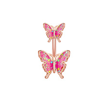Load image into Gallery viewer, Cute Butterfly Flower Steel Navel Piercing Shinny Dance Belly Rings Body Piercing Jewelry 14G Belly Button Ring for Women Girls