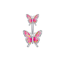 Load image into Gallery viewer, Cute Butterfly Flower Steel Navel Piercing Shinny Dance Belly Rings Body Piercing Jewelry 14G Belly Button Ring for Women Girls