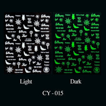 Load image into Gallery viewer, Cute Cartoon Skull Nail Stickers Spooky Halloween Decoration Ghost Bat Evil Pumpkin Sliders For Manicure Blood Nail Decal GLF886