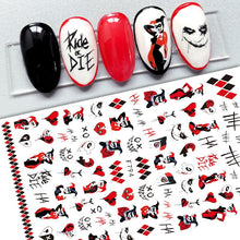 Load image into Gallery viewer, Cute Cartoon Skull Nail Stickers Spooky Halloween Decoration Ghost Bat Evil Pumpkin Sliders For Manicure Blood Nail Decal GLF886
