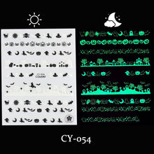 Load image into Gallery viewer, Cute Cartoon Skull Nail Stickers Spooky Halloween Decoration Ghost Bat Evil Pumpkin Sliders For Manicure Blood Nail Decal GLF886