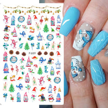 Load image into Gallery viewer, Cute Cartoon Skull Nail Stickers Spooky Halloween Decoration Ghost Bat Evil Pumpkin Sliders For Manicure Blood Nail Decal GLF886