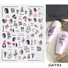 Load image into Gallery viewer, Cute Cartoon Skull Nail Stickers Spooky Halloween Decoration Ghost Bat Evil Pumpkin Sliders For Manicure Blood Nail Decal GLF886
