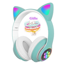 Load image into Gallery viewer, Flash LED Kid Girl Music Wireless Helmet Cute Cat Ear Bluetooth Headphone with Mic & Unicorn Bracelet, Phone Gamer Headset Gift
