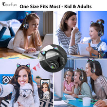 Load image into Gallery viewer, Flash LED Kid Girl Music Wireless Helmet Cute Cat Ear Bluetooth Headphone with Mic & Unicorn Bracelet, Phone Gamer Headset Gift