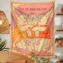 Load image into Gallery viewer, Cute Cat Tapestry Wall Hanging Holo The Space For Love Cartoon Wall Art Tapestries for Living Room Kids Room Bedroom