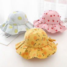 Load image into Gallery viewer, Cute Summer Baby Girl Bucket Hat Print Outdoor Bowknot Kids Girl Sun Hat Children Intant Toddler Panama Beach Cap