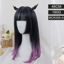 Load image into Gallery viewer, Synthetic Long Straight Hair Ombre Pink Wig Band Bangs Natural Heat Resistant Party Woman Lolita Wig Anime Wig Cosplay