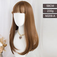 Load image into Gallery viewer, Synthetic Long Straight Hair Ombre Pink Wig Band Bangs Natural Heat Resistant Party Woman Lolita Wig Anime Wig Cosplay
