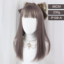 Load image into Gallery viewer, Synthetic Long Straight Hair Ombre Pink Wig Band Bangs Natural Heat Resistant Party Woman Lolita Wig Anime Wig Cosplay