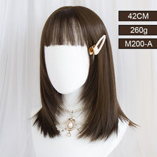 Load image into Gallery viewer, Synthetic Long Straight Hair Ombre Pink Wig Band Bangs Natural Heat Resistant Party Woman Lolita Wig Anime Wig Cosplay
