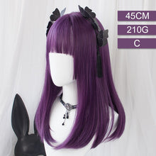 Load image into Gallery viewer, Synthetic Long Straight Hair Ombre Pink Wig Band Bangs Natural Heat Resistant Party Woman Lolita Wig Anime Wig Cosplay
