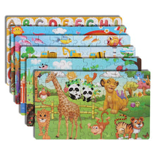 Load image into Gallery viewer, DIY Wooden Puzzle Cartoon Boxed Jigsaw Animal Traffic Number Letter Early Educational Toys Gifts For Children Kids Baby