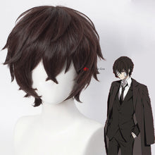 Load image into Gallery viewer, Dazai Osamu Wig Anime Bungo Stray Dogs Cosplay Short Brown Black Heat Resistant Synthetic Hair Halloween Party Wigs + Wig Cap