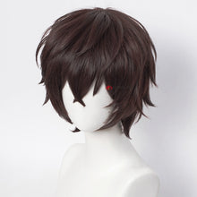 Load image into Gallery viewer, Dazai Osamu Wig Anime Bungo Stray Dogs Cosplay Short Brown Black Heat Resistant Synthetic Hair Halloween Party Wigs + Wig Cap