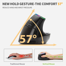 Load image into Gallery viewer, Ergonomic Vertical Mouse rechargeable Wireless 2.4GHz Gaming Mouse RGB 1600 DPI Vertical Mice For PC Laptop