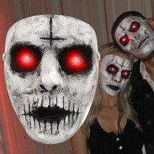 Load image into Gallery viewer, Demon Killer Mask Horror Zombie Glowing Red Eye Headgear Latex Mask Scary Masque for Halloween Easter Theme Party Props