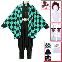 Load image into Gallery viewer, Demon Slayer Kimetsu no Yaiba Tanjirou Kamado Cosplay Costume Kimono Cloak Halloween Party Anime Clothes Uniform Set