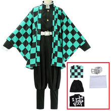 Load image into Gallery viewer, Demon Slayer Kimetsu no Yaiba Tanjirou Kamado Cosplay Costume Kimono Cloak Halloween Party Anime Clothes Uniform Set