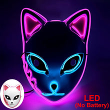 Load image into Gallery viewer, Demon Slayer LED Mask Fox Mask Hot Anime Tanji Langqian Rabbit Real Rice Cosplay Props Halloween Party Cosplay Props For Adults