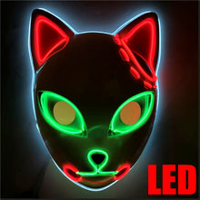 Load image into Gallery viewer, Demon Slayer LED Mask Fox Mask Hot Anime Tanji Langqian Rabbit Real Rice Cosplay Props Halloween Party Cosplay Props For Adults