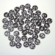 Load image into Gallery viewer, Digital Number Card Pubs Restaurants Clubs 1 to 50 Engraved 35mm Discs Table Numbers Locker Hand Card Storage Card ZXX1106