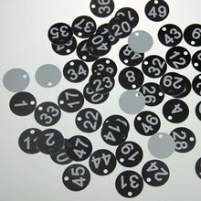 Load image into Gallery viewer, Digital Number Card Pubs Restaurants Clubs 1 to 50 Engraved 35mm Discs Table Numbers Locker Hand Card Storage Card ZXX1106