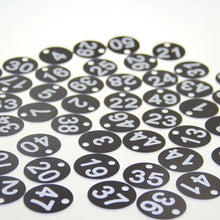 Load image into Gallery viewer, Digital Number Card Pubs Restaurants Clubs 1 to 50 Engraved 35mm Discs Table Numbers Locker Hand Card Storage Card ZXX1106