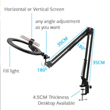 Load image into Gallery viewer, Dimmable LED Selfie Ring Light Camera Phone USB ring lamp Photography Fill Light with Phone Holder Stand For Makeup Live Stream